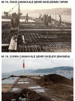 60 Yıl Önce ve Sonra Çanakkale Şehir İskelesi Civarı